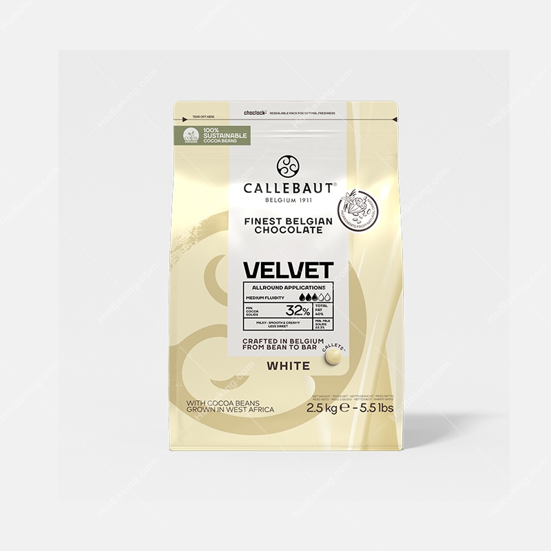FBC Front White Velvet (2.5kg) Callebaut Velvet White Chocolate Callets 2.5KG - Image 1