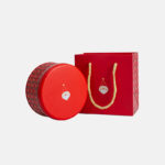 5.4x2.8IN XMAS Red Geometric Santa Round Cookies [Tin & Bag]