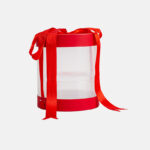Red Transparent PVC Round Gift Box with Ribbon (16.5x18.6cm)