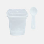 Pudding Cup Rectangular with Lid & Spoon [CH-118] 25PCS